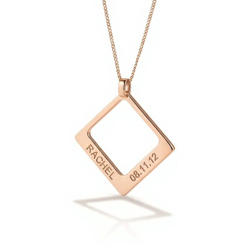 Name necklace pendant square uneik rose gold