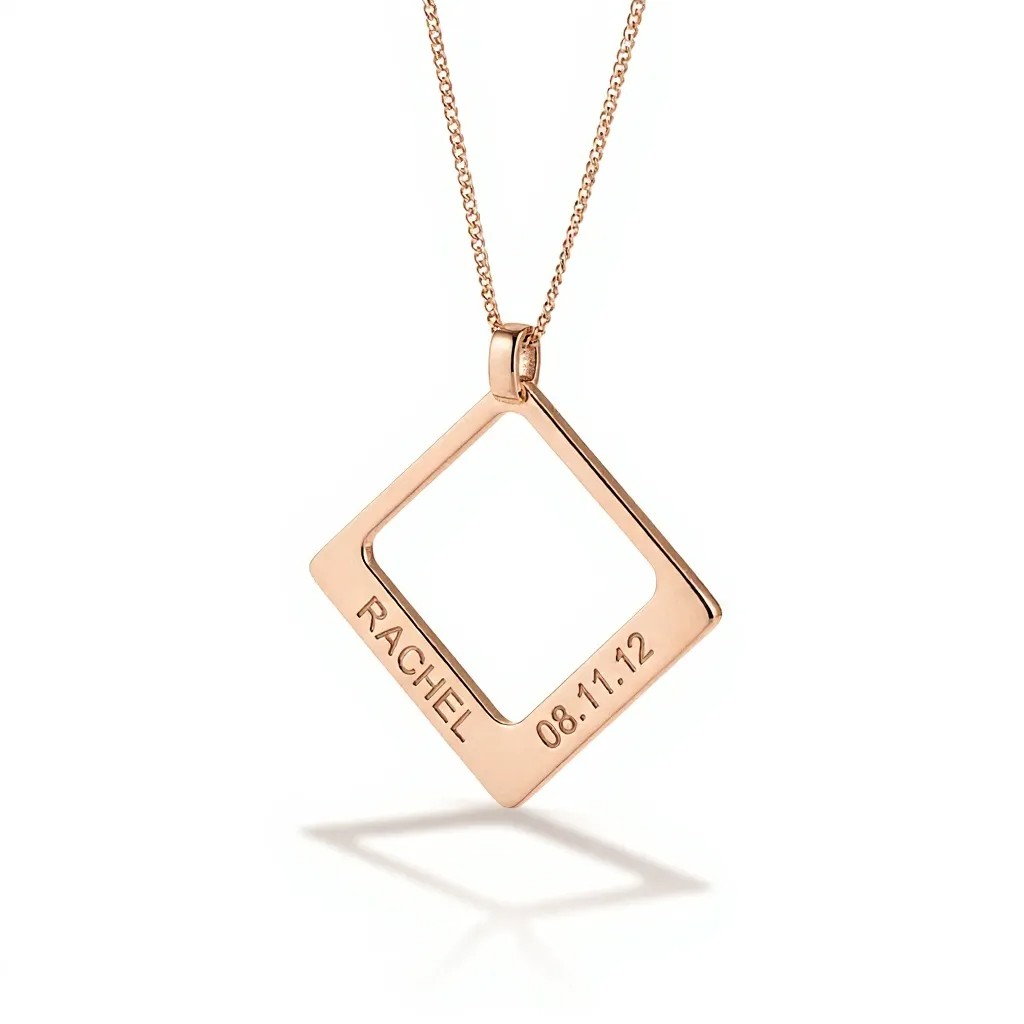 Name necklace pendant square uneik rose gold