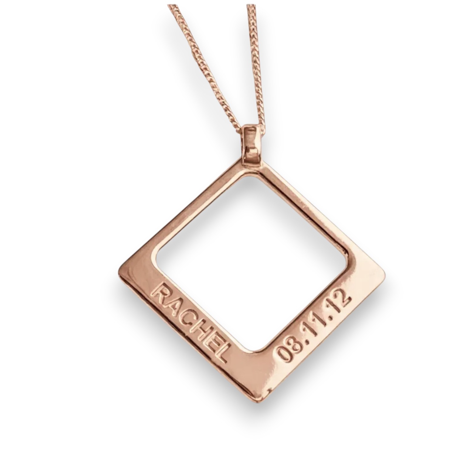 Name necklace pendant square uneik rose gold