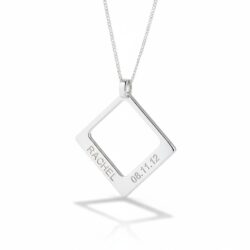 Name necklace pendant square uneik sterling silver