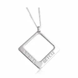 Name necklace pendant square uneik sterling silver