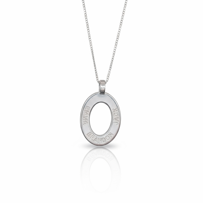 name pendant family oval on chain personalized