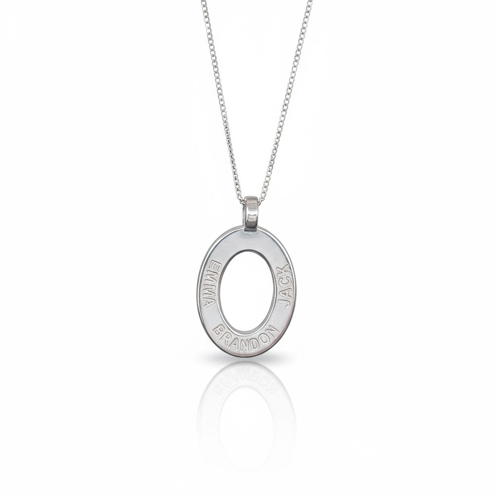 name pendant family oval on chain personalized