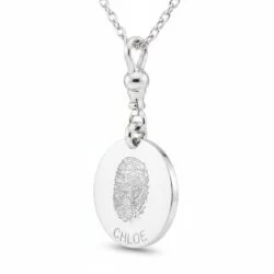 Personalized jewelry fingerprint pendant necklace. Thumbprint jewellery. Keepsake or memorial jewellery.