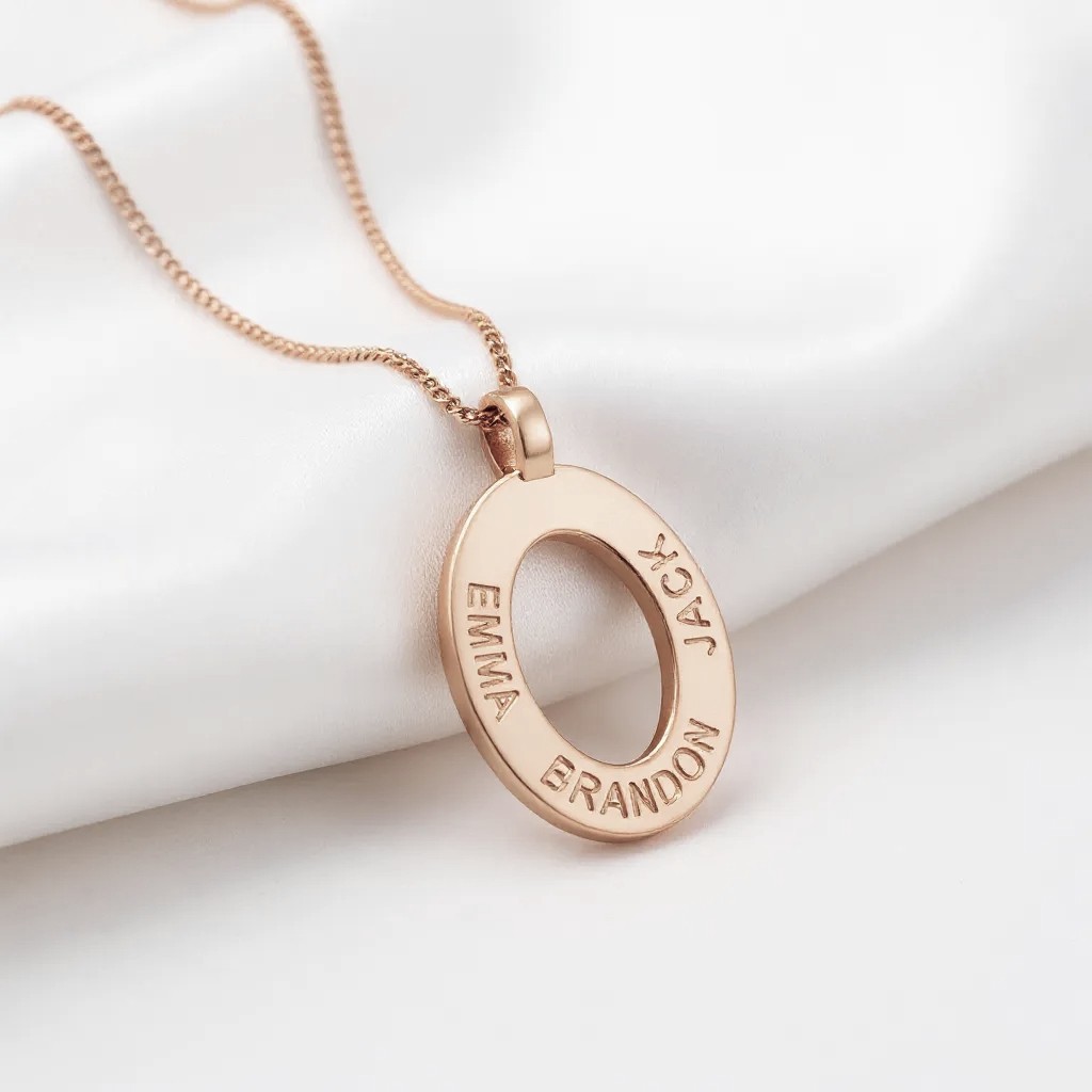 name pendant family oval on chain personalized