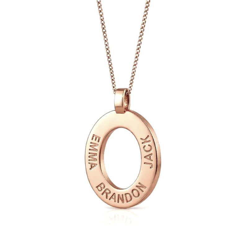 name pendant family oval on chain personalized