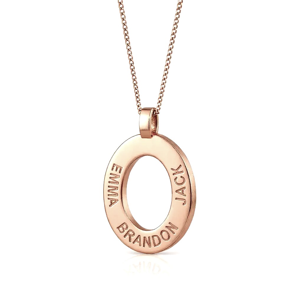 name pendant family oval on chain personalized