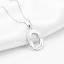 name pendant family oval on chain personalized