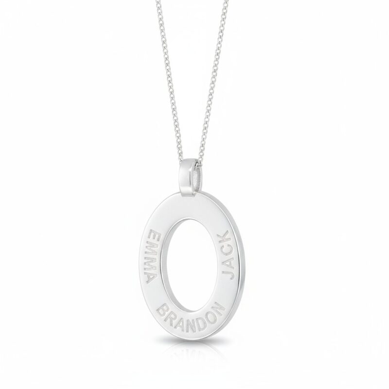 name pendant family oval on chain personalized