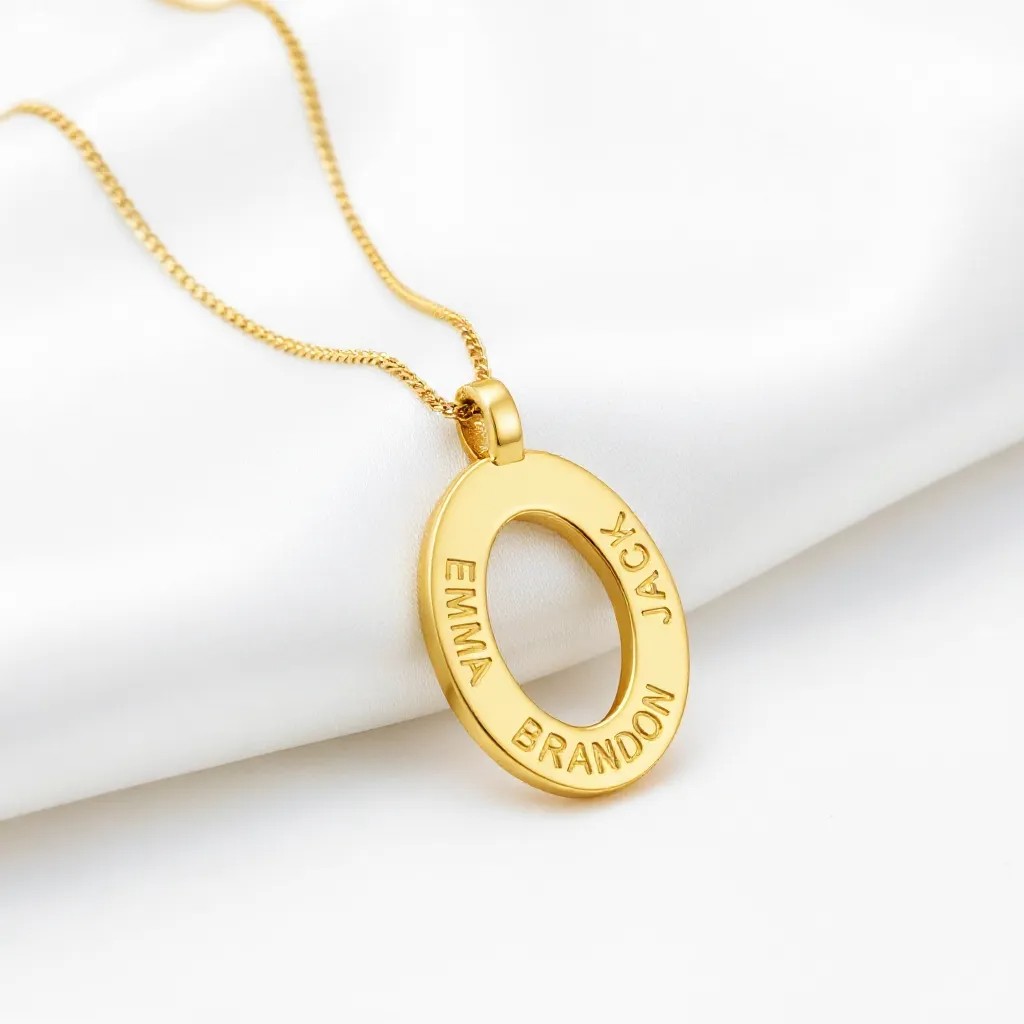name pendant family oval on chain personalized
