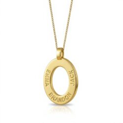 name pendant family oval on chain personalized