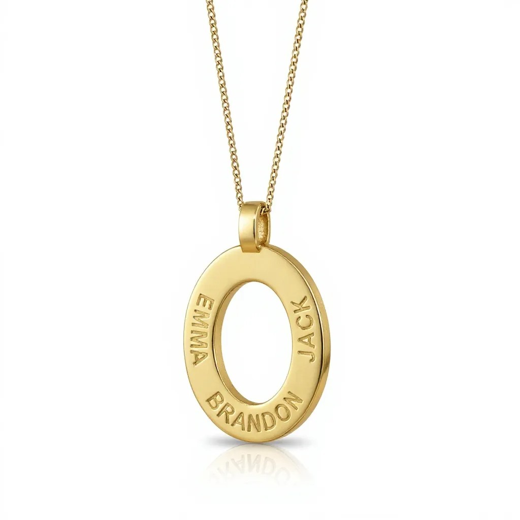 name pendant family oval on chain personalized