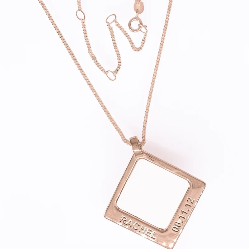 Personalised Name Square Two Name Pendant || 5 sizes - Sterling Silver or 9ct Gold - Image 8