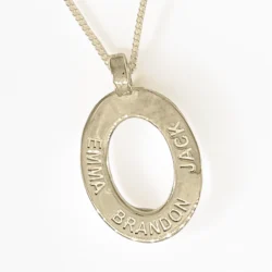 Personalised Family Oval Name Pendant || 5 size - Sterling Silver or 9ct Gold