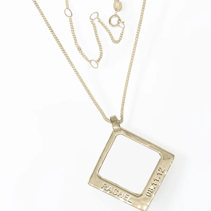 Personalised Name Square Two Name Pendant || 5 sizes - Sterling Silver or 9ct Gold - Image 7