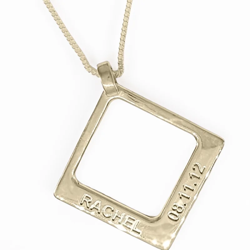 Personalised Name Square Two Name Pendant || 5 sizes - Sterling Silver or 9ct Gold