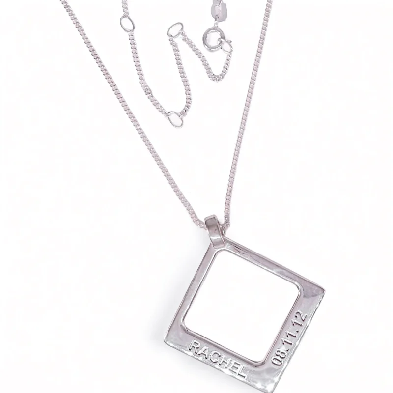 Personalised Name Square Two Name Pendant || 5 sizes - Sterling Silver or 9ct Gold - Image 3