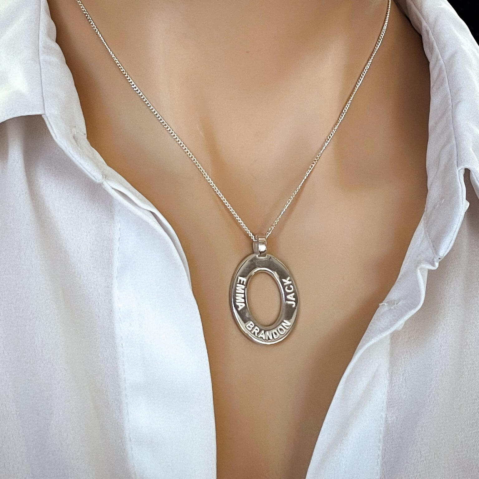 family oval pendant on model names