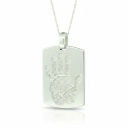 Dogtag Handprint / Footprint pendant ... Single Print || Sterling Silver - Hand Footprint Jewellery