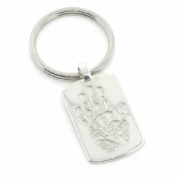 DogTag - Handprint or Footprint Keyring || Sterling Silver - Hand Footprint Jewellery