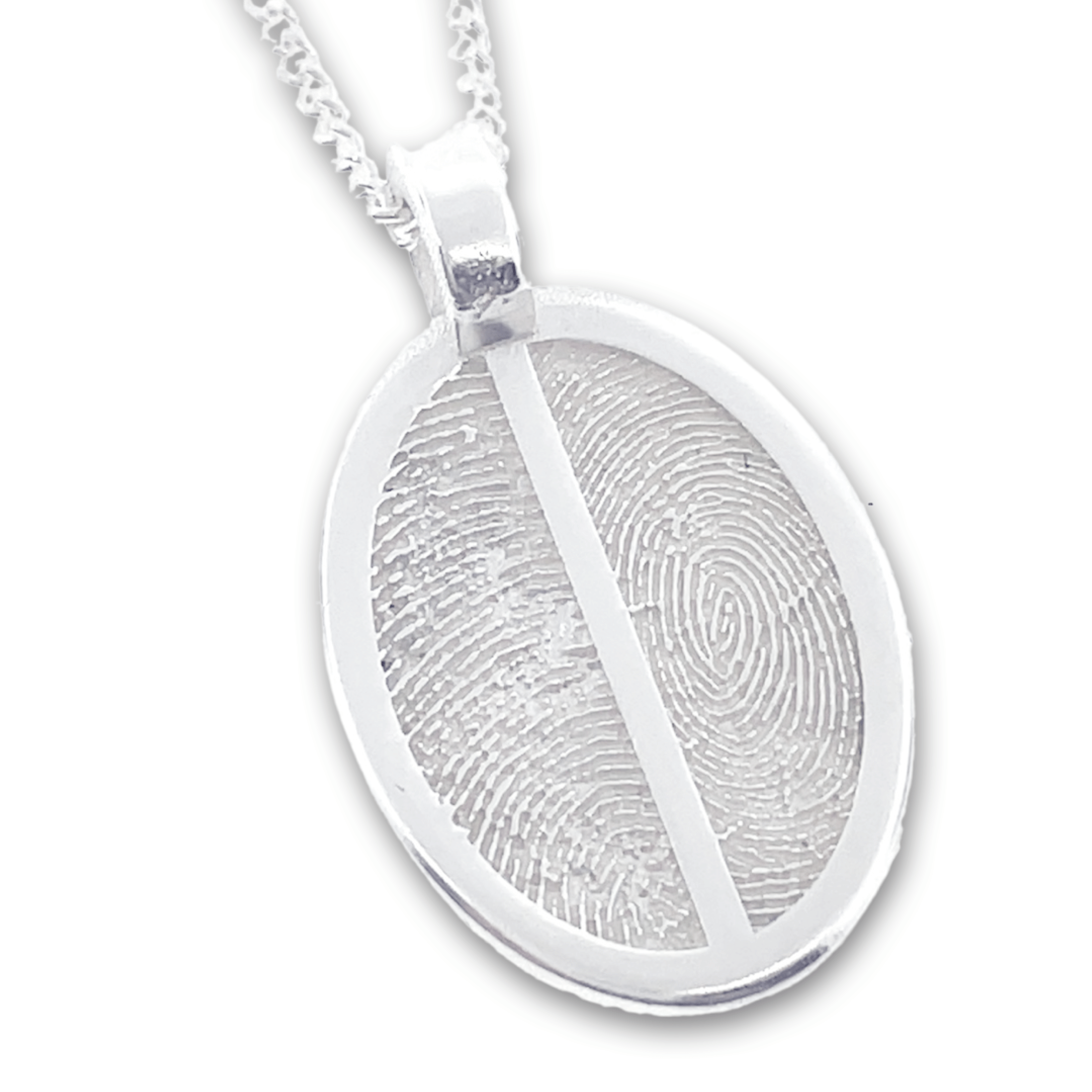 Fingerprint Pendant Duo Oval.. 2 prints on front | Sterling Silver