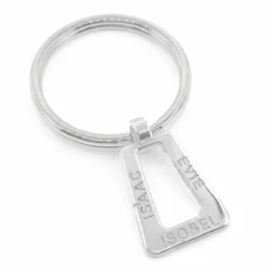 Triangle 3 name Name jewellery keyring in sterling silver