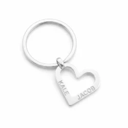 Name jewellery keyring in sterling silver heart