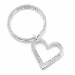heart Name jewellery keyring in sterling silver