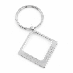 square Name jewellery keyring in sterling silver