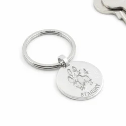 Alternative view of Round Pet print Keyring || Sterling Silver - Pawprint Jewellery