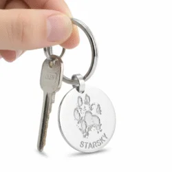 Round Pet print Keyring || Sterling Silver - Pawprint Jewellery