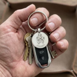 Alternative view of Round Pet print Keyring || Sterling Silver - Pawprint Jewellery
