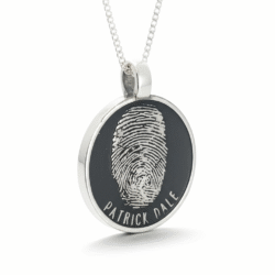 Personalized jewelry fingerprint pendant necklace. Thumbprint jewellery. Keepsake or memorial jewellery.
