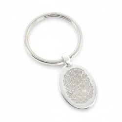 Alternative view of Oval Fingerprint Keyring || Sterling Silver - Fingerprint Jewellery