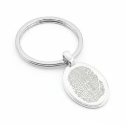 Oval Fingerprint Keyring || Sterling Silver - Fingerprint Jewellery