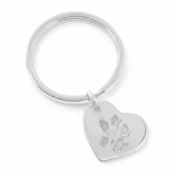 Side Heart Petprint Keyring || Sterling Silver - Pawprint Jewellery