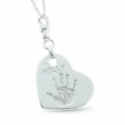 Handprint or Footprint Double sided, Side Heart || Sterling Silver - Hand Footprint Jewellery