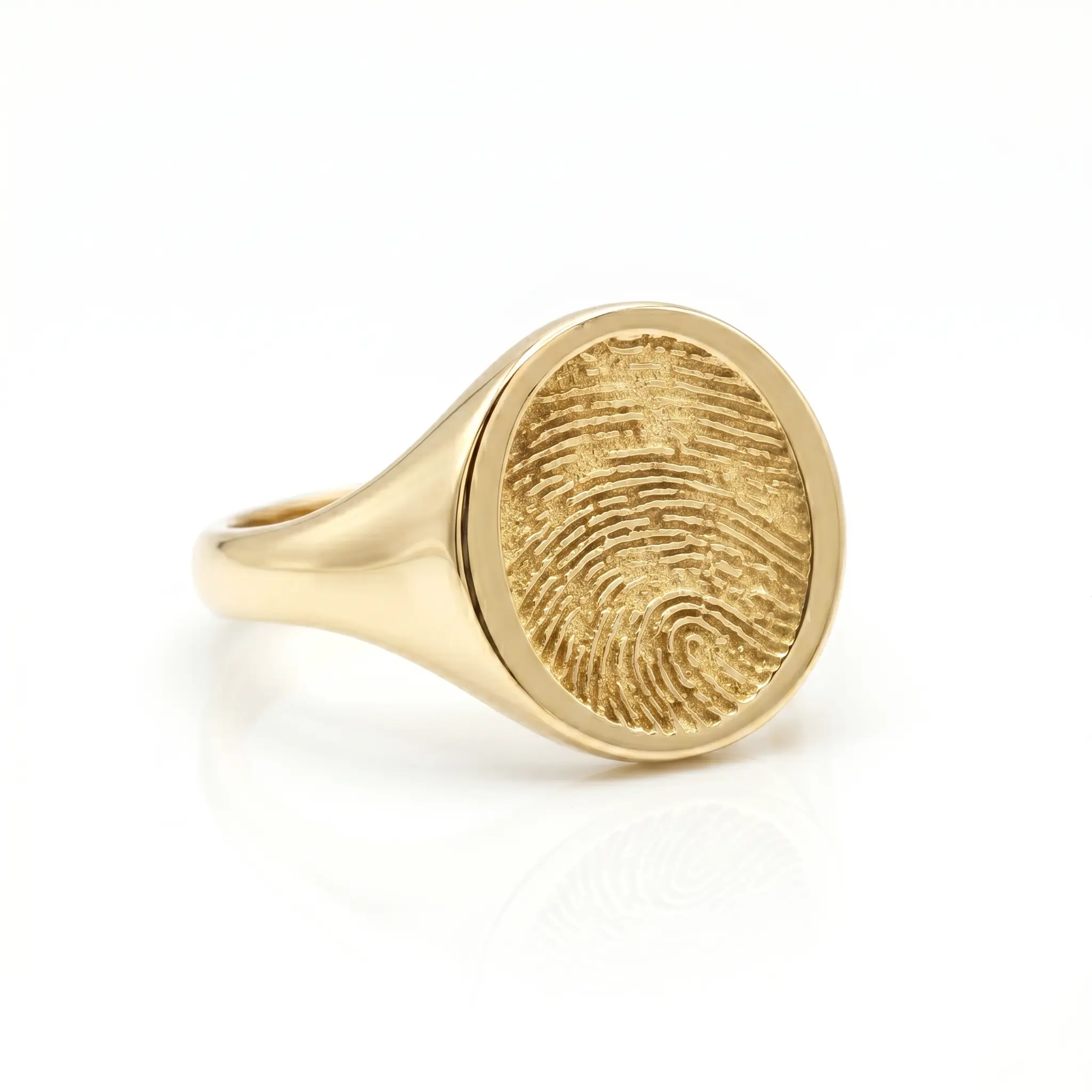Vertical Oval Fingerprint Signet Ring - One Fingerprint on Top of Ring || 9ct Gold - Fingerprint Jewellery