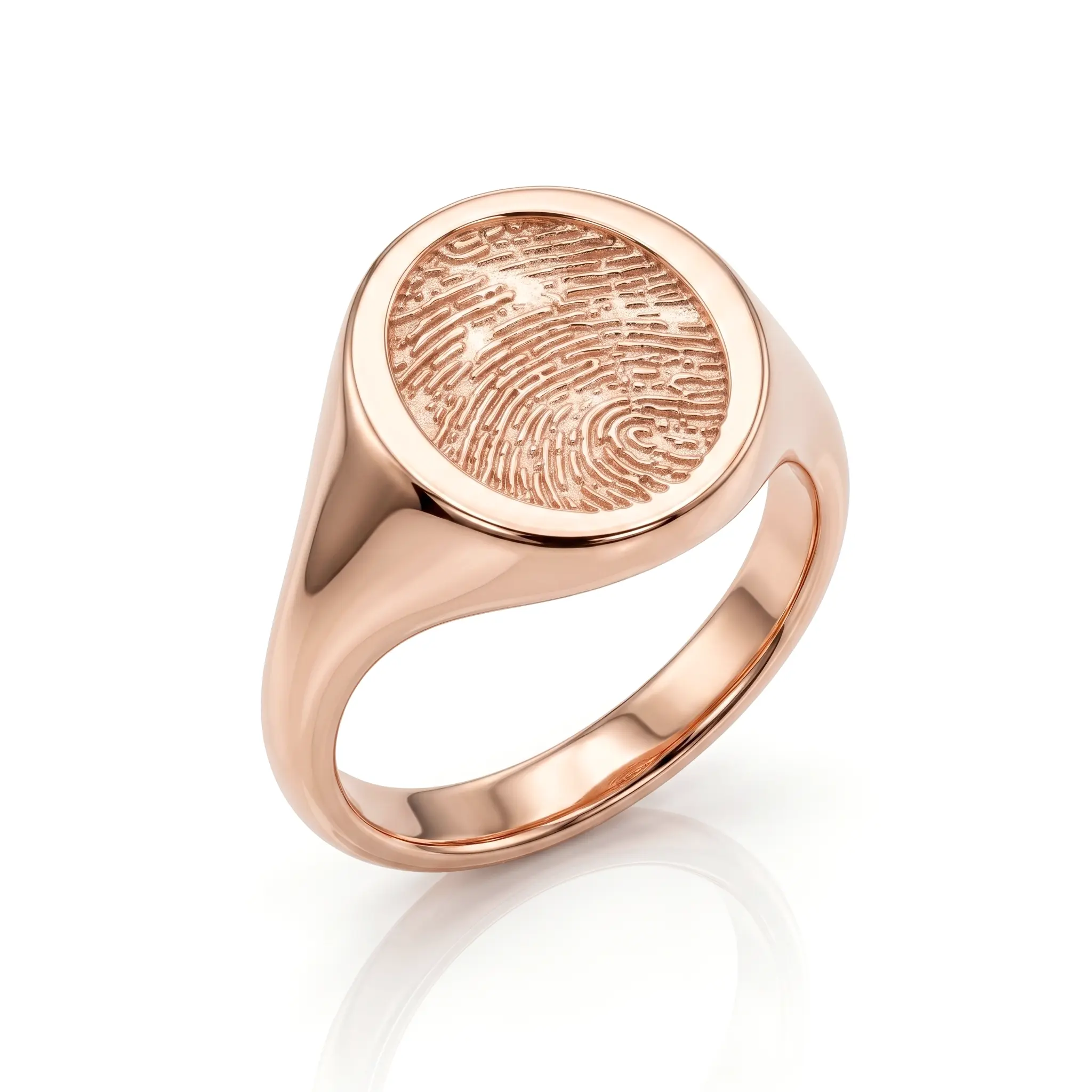 Vertical Oval Fingerprint Signet Ring - One Fingerprint on Top of Ring || 9ct Gold - Fingerprint Jewellery - Image 8