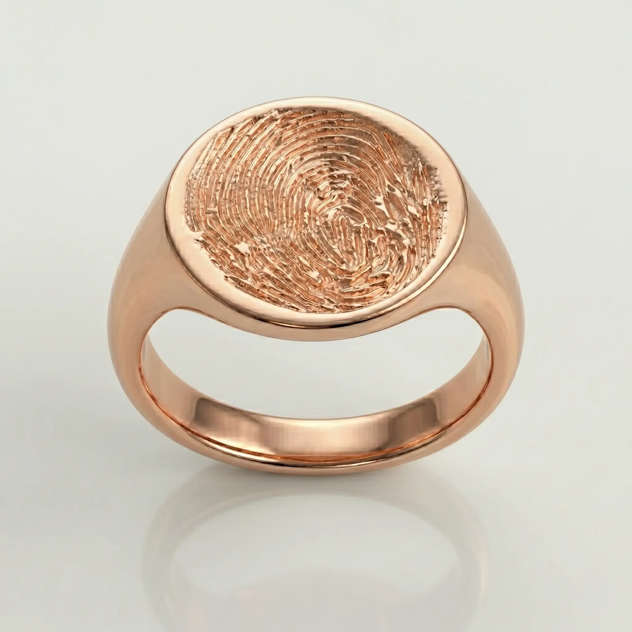 Round Fingerprint Signet Ring - One Fingerprint on Top of Ring || 9ct Gold - Fingerprint Jewellery - Image 5
