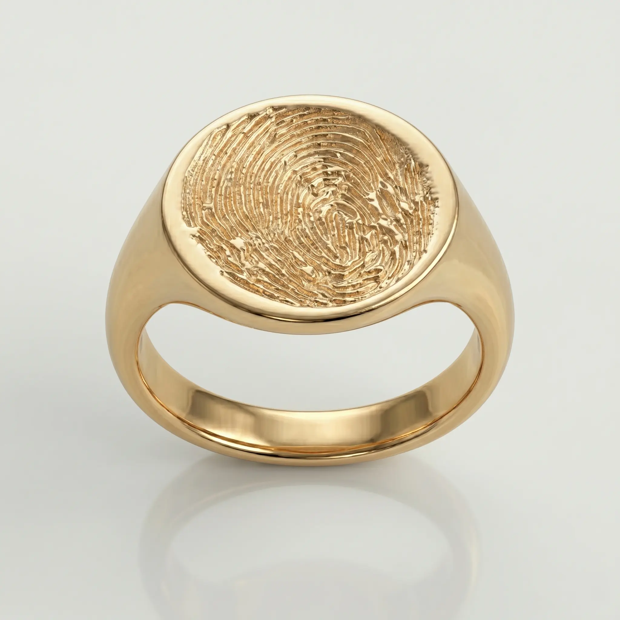 Round Fingerprint Signet Ring - One Fingerprint on Top of Ring || 9ct Gold - Fingerprint Jewellery - Image 4