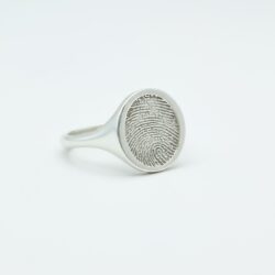 Alternative view of Vertical Oval Fingerprint Signet Ring - Personalised Sterling Silver Jewellery