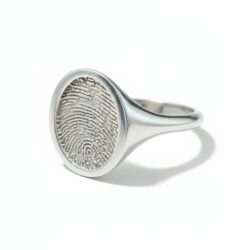 Vertical Oval Fingerprint Signet Ring - Personalised Sterling Silver Jewellery