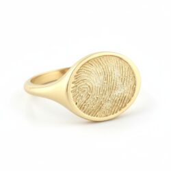 Horizontal Oval Fingerprint Signet Ring - Personalised 9ct Gold Jewellery