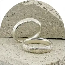 Fingerprint band rings in sterling silver
