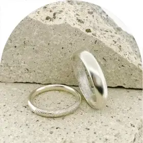 fingerprint bands by Uneik Jewellery. Fingerprint on the outside or the inside of the band.