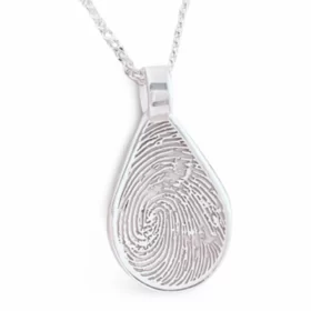 Fingerprint Jewellery Tear pendant ... Single print || Sterling Silver