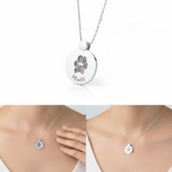 Sterling Silver or White Gold ashes jewellery pendant with necklace with pet cremation ashes. Handcrafted in Australia. Pet memorial jewellery by Uneik Jewellery and Memories4Life.