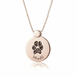 Rose Gold ashes jewellery pendant with necklace with pet cremation ashes. Handcrafted in Australia. Pet memorial jewellery by Uneik Jewellery and Memories4Life.