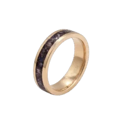 9ct Rose Gold ashes ring with cremation ashes and opal inclusion inlay, handmade memorial jewellery by Uneik Jewellery Australia